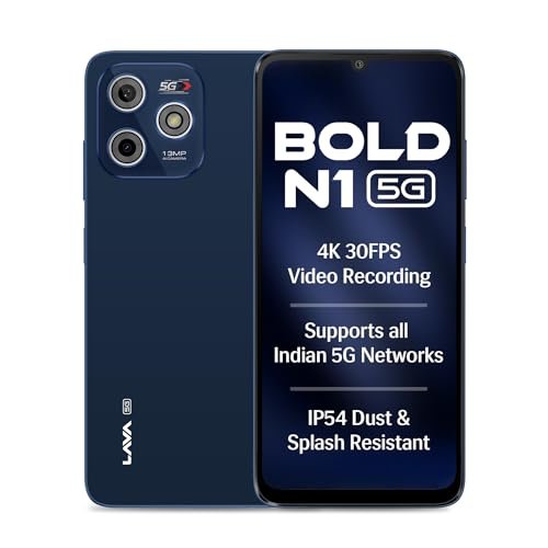 Lava Bold N1 5G (Royal Blue, 4GB RAM, 128GB Storage) |Bigger 6.75" HD+ Notch Display | Octacore 5G Processor | 13 MP AI Camera |5000 mAh Battery| IP54 Rated Dust & Water Splash Proof