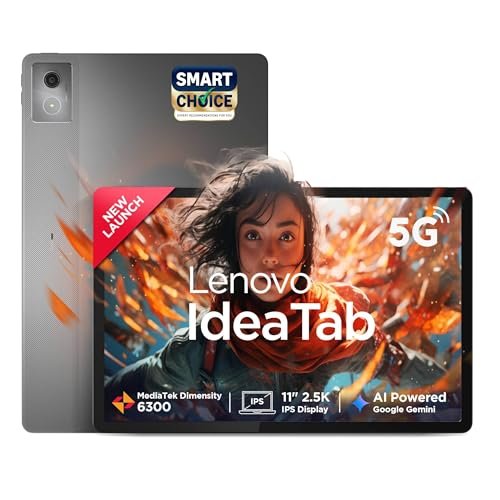 Lenovo Idea Tab Smartchoice | Wi-Fi + 5G |11" Display, 2.5K Resolution, 90Hz Refresh|8GB RAM, 256GB ROM| MediaTek Dimensity 6300| 7040mAh|4 Speakers| USB-C| Luna Grey