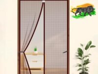 LifeKrafts Polyester Magnetic Mosquito Net for Door | Mosquito Curtain for All Door Types & Sizes | Auto-Closing Insect Screen to Keep Mosquito Out (210x80 cm, Brown)