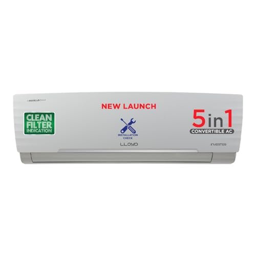 Lloyd 1.0 Ton 3 Star Inverter Split AC (5 in 1 Convertible, Copper, Anti-Viral + PM 2.5 Filter, White with Chrome Deco Strip, GLS12I3FWAEA)