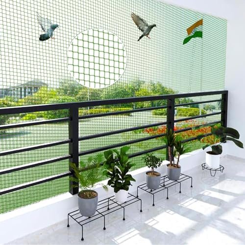 Mr. Right Pigeon Nets for Balconies (4X15 Ft, Green), Anti Bird Control Net, Heavy Duty HDPE Mesh Net for Balconies (4X15 Ft), Installation Kit Included