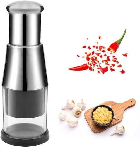Multifunctional Onion Cutter for Garlic Cutting Vegetable Cutter Stainless Steel Manual Vegetable Chopper Onion Garlic Press