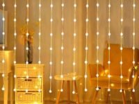 One94Store 80 Crystal Ball Curtain String Lights | 3x2 Meter Warm White LED Fairy Lights with 8 Flashing Modes | Window Curtain Lights for Diwali, Christmas, Wedding, Party, Festival & Home Decoration