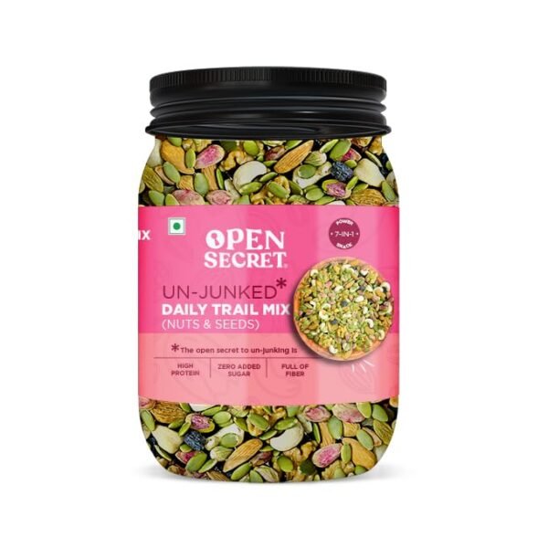 Open Secret Trail Mix | 1Kg, 7 Superfood in 1 Mix | Dry Fruits Mixed pack, Mixed Dry Fruits, Mix Dry Fruits, Mixed Nuts, Contains Cashews, Almonds, Pista & more Healthy Snacks (Pack of 1)