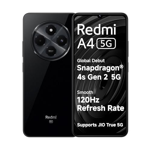 Redmi A4 5G (Starry Black, 4GB RAM, 64GB Storage) | Segment Largest 6.88in 120Hz | 50MP Dual Camera | 18W Fast Charging | Charger in The Box