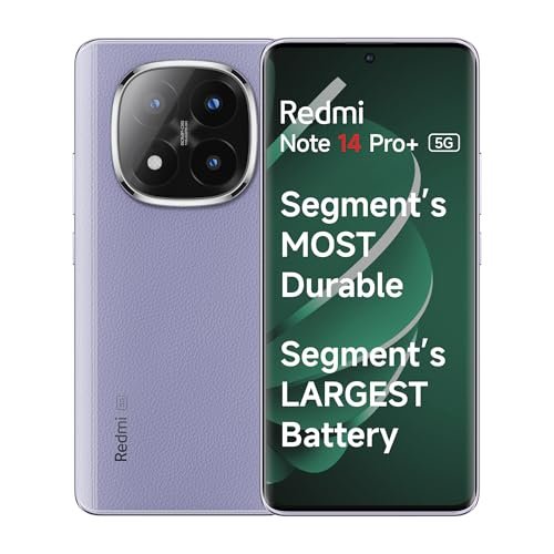Redmi Note 14 Pro+ 5G Phantom Purple 8GB RAM 256GB Storage| 50 MP Triple Camera with Telephoto | Corning Gorilla Glass Victus 2 | IP 68 | SD 7s Gen 3