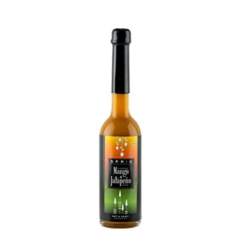 S P R I G Sprig Gourmet Hot Chilli Pepper Sweet Sauce - Alphonso Mango and Jalapeno Peppers Hot and Sweet Sauce 110g - Hot and Sweet Tango| Salad Dressing| Dipping Sauce| Seasoning|