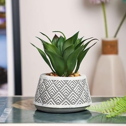 SATYAM KRAFT 1 Pcs Small Artificial Flower Plant with Ceramic Pot | Small Succulent Artificial Flowers Pot for Home Decor, Office, Living Room, Kitchen, Bedroom, Wedding & Diwali Decorations