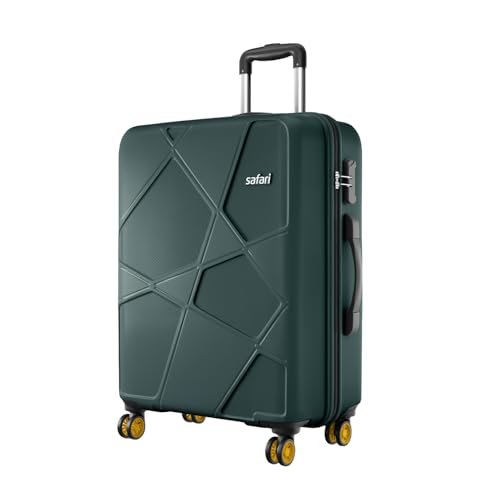 Safari Large Pentagon Pro 8 Wheels 75Cm Size Checkin Trolley Bag, Hard Case Polypropylene 360º Wheeling Luggage for Men & Women, Travel Bag, Suitcase for Travel, Trolley Bags for Travel, Dusk Green