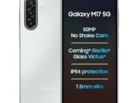 Samsung Galaxy M17 5G (Moonlight Silver, 8GB RAM, 128GB Storage)| Circle to Search| Gemini Live| 50MP OIS Triple Camera| IP54 Rating| Gorilla Glass Victus| AI| 6 Gen of OS Upgrades| Without Charger