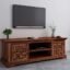 Sheesham Wood TV Stand with 2 Door & Shelf Storage for Living Room Home Entertainment Unit Center Console TV Table Wooden Tv Cabinet (Natural Brown Finish)
