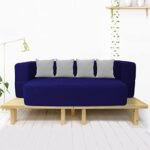 Sleep SPA Folding Couch Bed 72x44x10/4 inch Jute Fabric | Includes, 1 Couch Bed with 3 Cushions | Perfect for Guests with 2 Year Warranty | 3-Seater | Blue