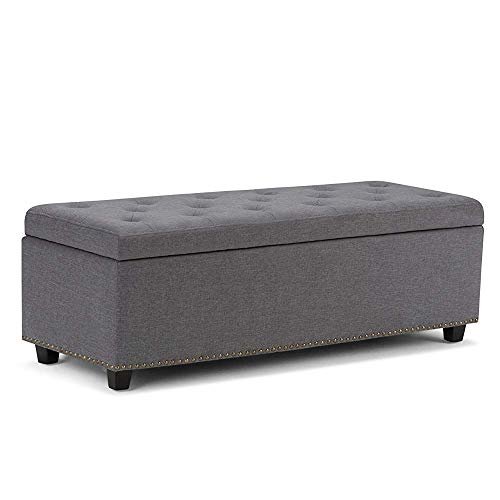 Store furniture: Urban Design Organizer Stool Chest Storage Box with Lid/Multi-Functional Collapsible Ottoman Footrest Seat Footstool,Linen,Grey