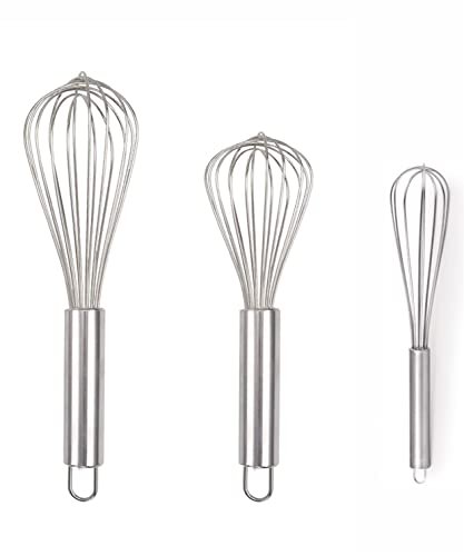 TIARA - Piano 3pc Whisks for Cooking, 3 Pack Stainless Steel Whisk for Blending, Whisking, Beating and Stirring, Enhanced Version Balloon Wire Whisk Set (7+8+10) inch