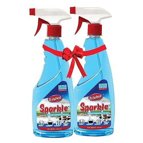 Trishul Sparkle Glass And Household Cleaner With Shine Booster | Pro Glass | Multi Surface Cleaner | Disinfectant | 500ml | Pack of 2