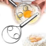VATTU Dough Whisk Food Grade 304 Stainless Steel Hand Mixer Bread Whisk 8.5 Inch Danish Whisk Dough Scraper Baking Tool for Bread