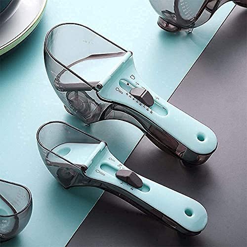VATTU Kitchen Measuring Spoon Cup All in 1 Adjustable Liquid and Solid Foam Measuring Scale Spoon Perfect for Reading (2 PCS)