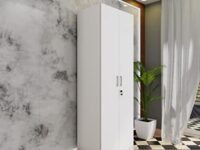 VIKI Wardrobe | Wooden Almirah for Clothes,Door for Bedroom, 2 Door Wardrobe with Doors (Frosty White - 40D x 60W x 180H) | 1 Year Warranty | DIY