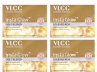 VLCC Insta Glow Gold Bleach - 30g X 4 (Pack of 4) - With Colloidal Glow For Glowing Fairness | Skin Brightening Bleach | Perfect Skin Match, Reduces Facial Hair Visibility, Brightens Complexion