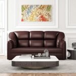 WESTIDO Leatherette 3-Person Sofa (Finish Color - Brown, Diy(Do-It-Yourself))|1 Year Warranty