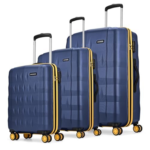 Aristocrat Comet Set of 3 Trolley Bag 56, 66 & 76cm | Small+Medium+Large | Hard Luggage| Smooth 8-Wheel Suitcase| Combination Lock with Sturdy Zipper | 3-Year International Warranty (Blue)