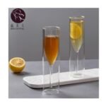 Avastro (Pack of 2 Champagne Double Wall Glasses Flutes Goblet Bubble Glass Champagne Glass (110 ml, Glass, Clear)