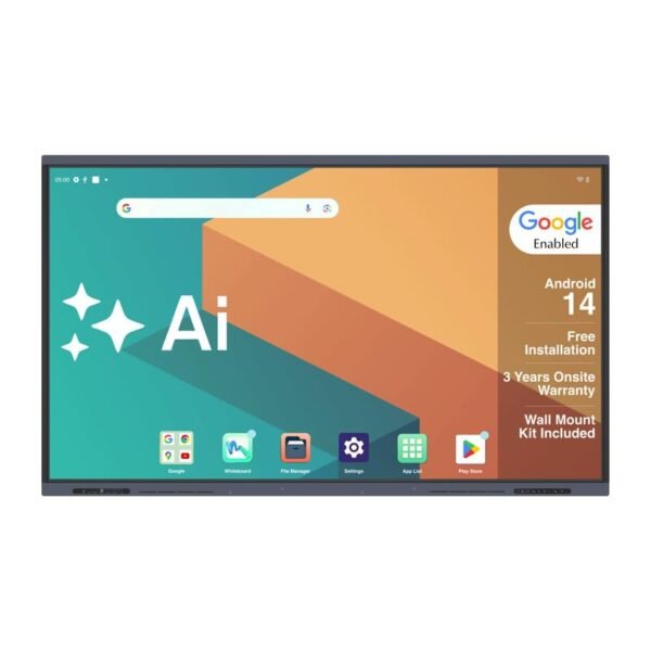 BIG VUE Pluss 65 Inch Android 14 Smart Interactive Flat Panel (ADPM) Digital Board, 8 GB RAM 256 GB ROM, Ai, Multitouch Screen Display for Teaching, Classroom & Office Use