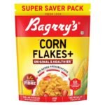 Bagrry’s Corn Flakes+ Original & Healthier 800g | Added Fibre | Prebiotic Breakfast Cereal | Golden Corn | Low Fat | Toasted & Crunchy Corn Flakes | No Added Preservatives