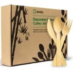 Bamboo Utensils {200PK: 120 Fork 40 Knife 40 Spoon} Eco Friendly Natural Compostable Biodegradable Utensils