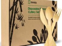 Bamboo Utensils {200PK: 120 Fork 40 Knife 40 Spoon} Eco Friendly Natural Compostable Biodegradable Utensils