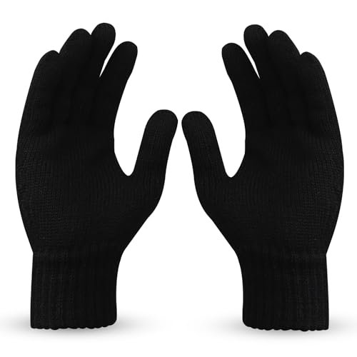Boldfit Hand Gloves for Men & Women Winter Glove for Men Woolen Knitted for Women and mens Thermal Wear Unisex Winter Warm Gloves for Womens Winters Wear Unisex Hands Glove for Driving - Black 1Pair