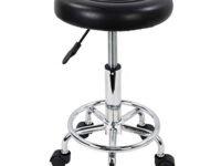 CSS® Furniture Adjustable Height Stool (16.5"–20") with Wheels – Rolling Swivel Stool for Office, Doctor, Bar, or Home Use – Ergonomic Design, Black Finish, 120 kg Capacity