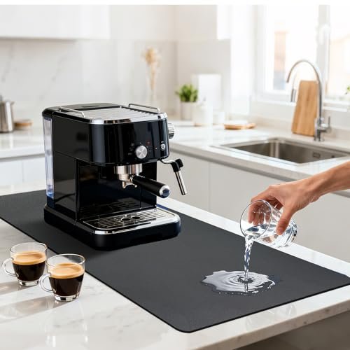 Dish Drying Mat & Coffee Mat for Kitchen Counter, Absorbent Microfiber Waterproof Mat with Non-Slip Backing, Multi-Size Multi-Color Options, Sink and Coffee Bar Accessories