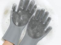 Episkey Reusable Heavy Duty Hand Gloves for Dishwashing, Gardening, Kitchen Cleaning Non-Slippery & Durable Long Elbow Length (Silver CLEANING GLOVES)