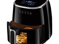 INALSA Air Fryer for Home|5.5 liter Capacity|Visible Window & Internal Light|1600 W with Smart AirCrisp Technology|6-In-1 Appliance With 8 Preset Menu & Digital Display (Tasty fry DW5.5) Black
