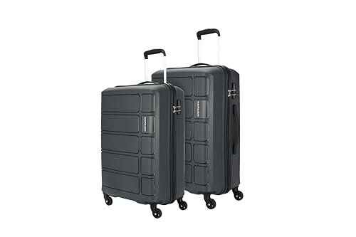 Kamiliant by American Tourister 2 Pc Harrier Set 55 cms & 68 cms- Small & Medium Polypropylene (PP) Hard Sided 4 Wheels Spinner Luggage Set/Trolley Bag Set (Iron Grey)