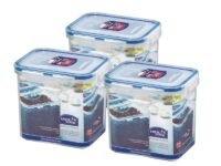 Lock & Lock Classic Plastic Airtight Food Storage Container with Leak Proof Lid, 850 Ml, Transparent, Set of 3