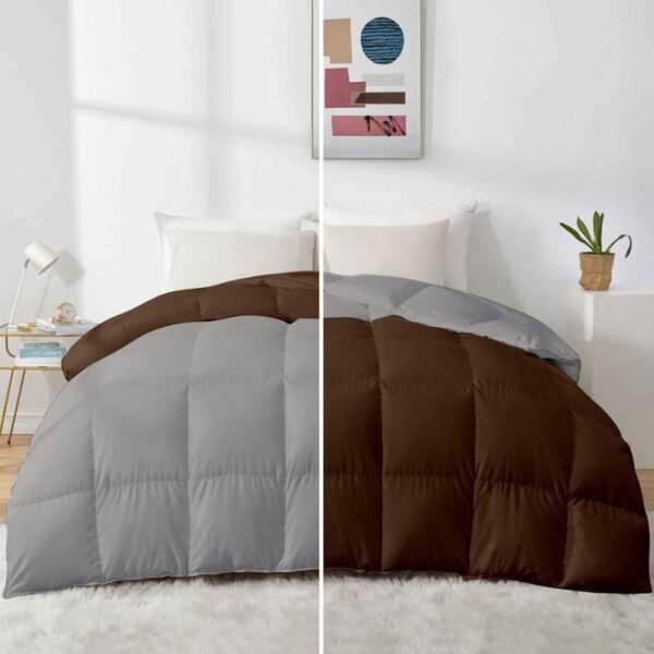 MammaYo 500 GSM Winter Comforter Premium Collection Quilted Revesible Comforter (60" x 90" Inches/152cm x 228cm) - Single Bed Comforter|Silver/Chocolate Brown