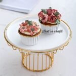 Metal Round Cupcake Stand White and Gold Multipurpose Serving Stand Perfect for Weeding, Birthday Party