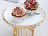 Metal Round Cupcake Stand White and Gold Multipurpose Serving Stand Perfect for Weeding, Birthday Party