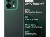 OPPO Reno14 5G (Forest Green, 12GB RAM, 256GB Storage) with No Cost EMI/Additional Exchange Offers