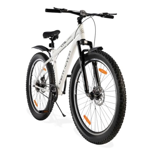Urban Terrain Steel Bicycle 27.5 inch Single Speed with Front Suspension & Disc Brake Cycle for Men/Boys Mountain Bike UT5000S27.5 | Ideal for 15+Years, Unisex, Frame Size : 17.5 inch (White)