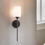 WHITERAY Bedside Wall Light Lamp with Glass Shade for Bedroom, Living Room Modern, Restaurant, Kitchen or for Home Decoration. (Black Vanity Light, Without Bulb)