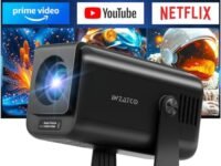 WZATCO Yuva Go Pro Fully Automatic Native 1080P Android 13.0 Smart Projector, Auto Focus, Auto 4D Keystone, 4X Brighter, 4K HDR Support, Rotatable Design, WiFi 6 & BT, Screen Mirroring, ARC, Black