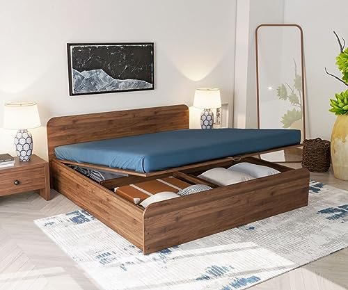 Wakefit Bed | Queen (78 X 60) Engineered Wood Bed Hydraulic, 1 Year Warranty | - Astra - Columbian Walnut