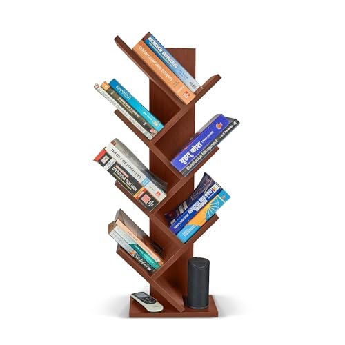 Wooden Bookcase for Home Office and Library Engineering Wood Space Saving Bookrack Freestanding Books Holder Stylish and Modern Look Book Organizer (DIY) (Tree Shape 6 Step)
