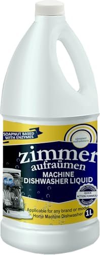 Zimmer Aufraumen Dishwasher Machine Detergent Liquid | Compatible with Any Dishwasher Machine | Soapnut & Enzymes Based (1L)