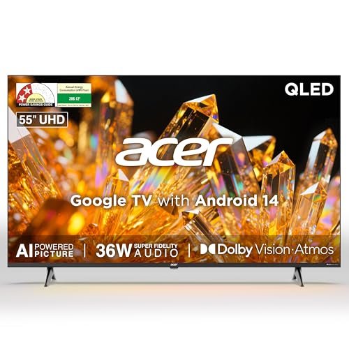 acer 139 cm (55 inches) Ultra V Series 4K Ultra HD Smart QLED Google TV AR55QDVGU2875BD