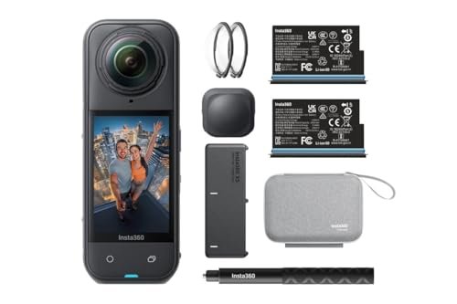 insta360 X5 Essentials Bundle - Waterproof 8K 360° Action Camera, Leading Low Light, Invisible Selfie Stick Effect, Rugged and Replaceable Lens, 3-Hour Battery, Built-in Wind Guard, Stabilization