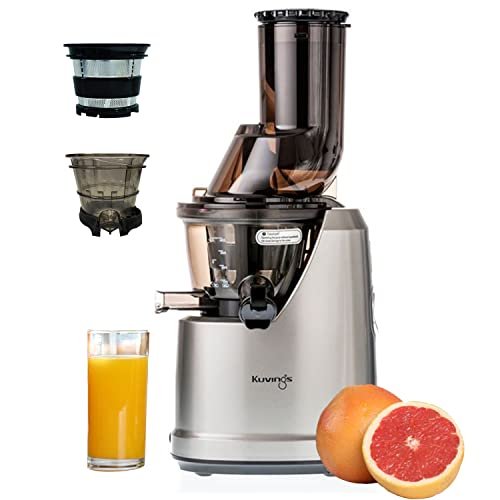 kuvings Kuvings B1700 Dark Silver Professional Cold Press Whole Slow Juicer with Smoothie & Sorbet Attachments, Patented JMCS Technology for 10% More Juice, 240W Strong Motor, 240 Watts